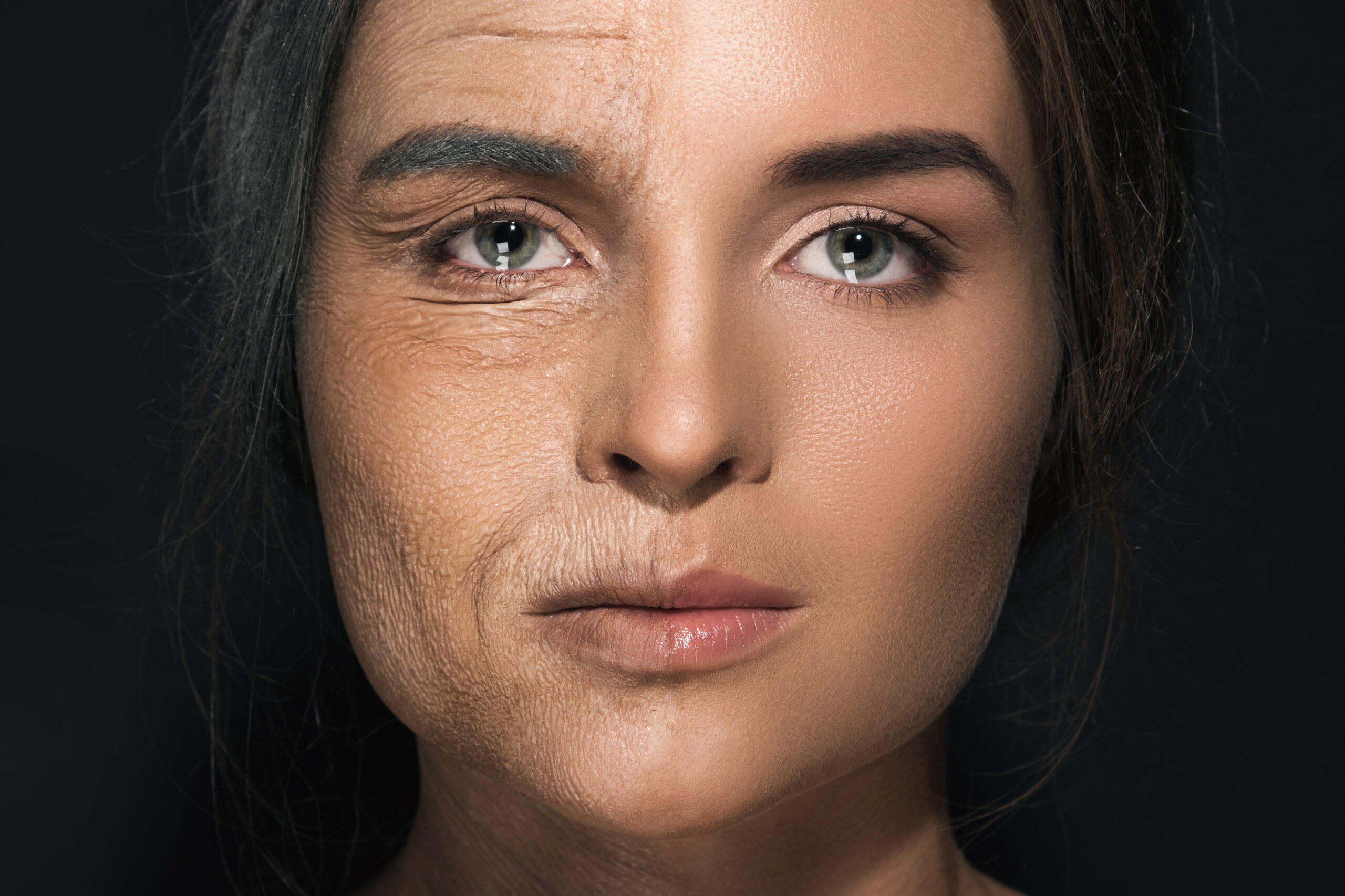 Aging,Concept.,Comparison,Of,Young,And,Old.,Real,Result,Achieved