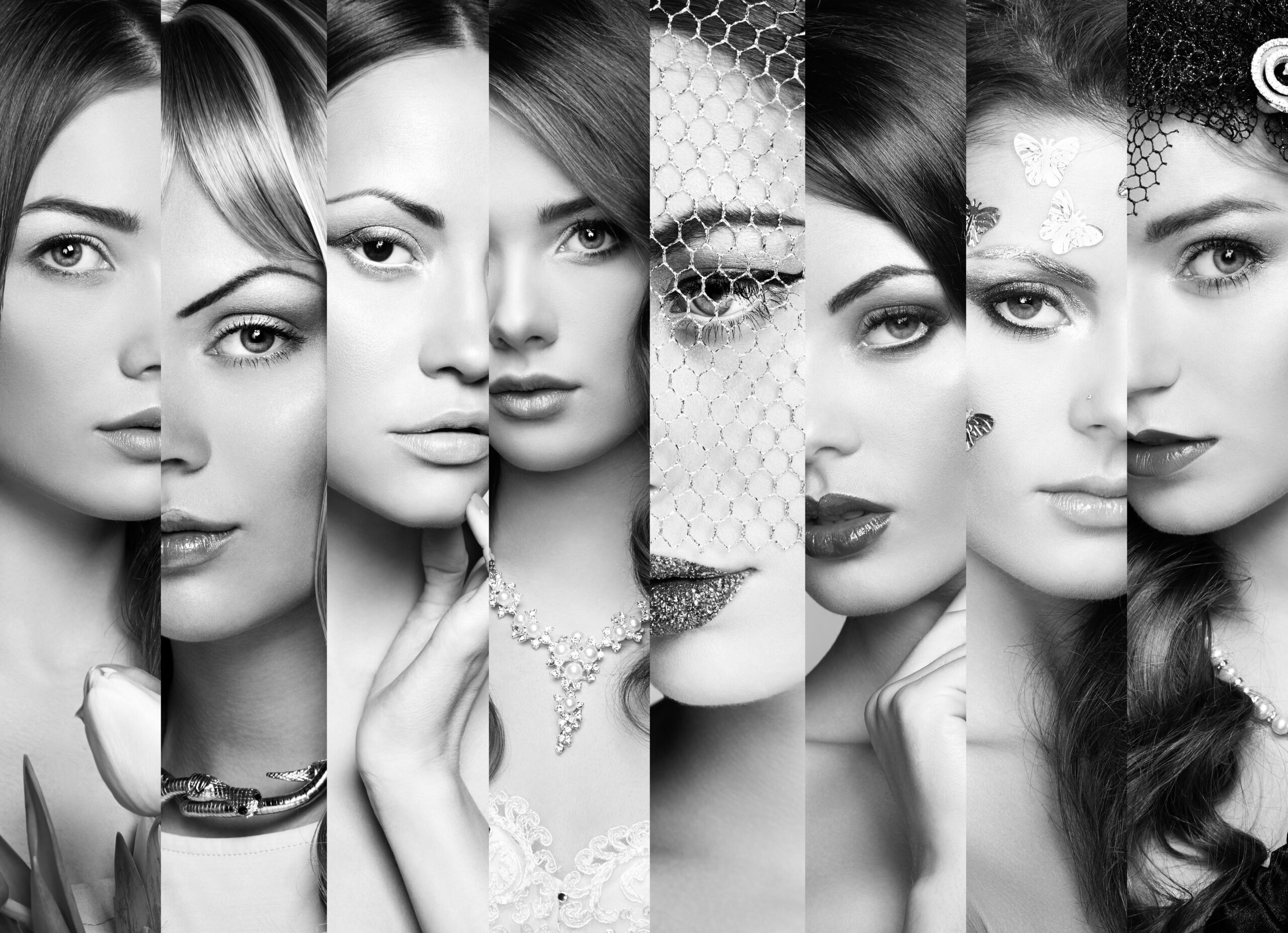 Beauty,Collage.,Faces,Of,Women.,Group,Of,People.,Fashion,Photo.